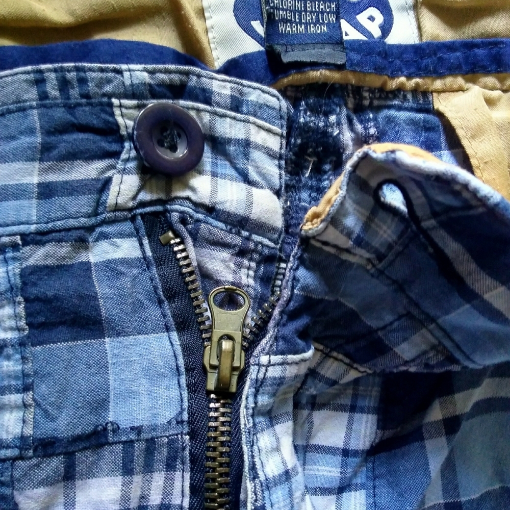 Mens Red Snap Blue Madras Shorts